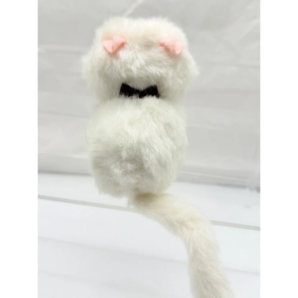 Wallace Berrie Bon Bon Plush Flat White Cat Pink Cheeks 6” Vintage 1980 #150